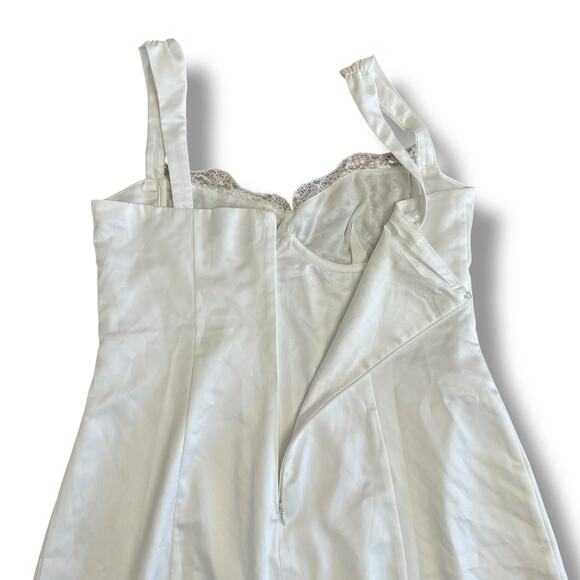 Forever 21 White‎ Satin Slip Dress Lace Bust Mini Dress Women’s Size Large L - Picture 5 of 13